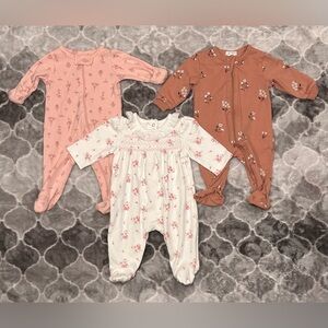 3 Piece Bundle Nordstrom Baby/Little Me/ Petit Lem Long-Sleeve Footies- Newborn